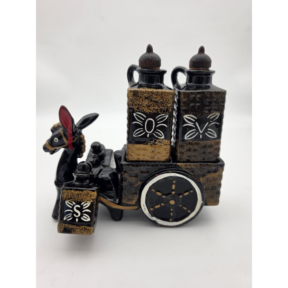 Vintage Donkey Cart Salt Pepper  Set Of 5  Ceramic